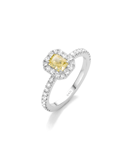 SLAETS Jewellery Yellow Diamond Radiant Halo Ring (horloges)